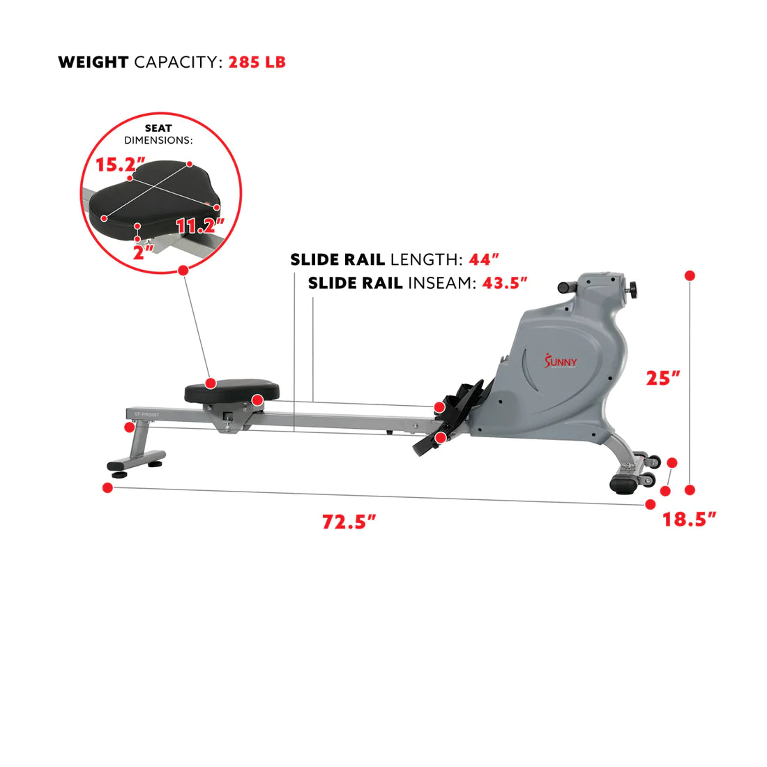 GP Pro Sun Space Saving Rowing Machine Magnetic Rower - Lifetime warranty*