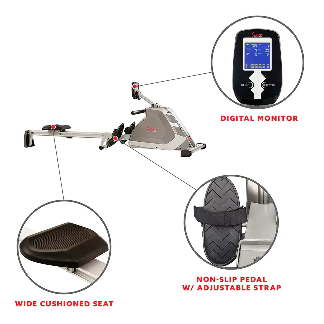GP Pro Sun Programmable Rowing Machine High Weight Magnetic Rower - Lifetime warranty*