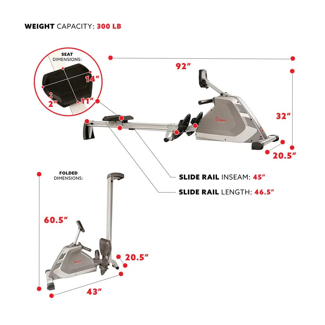 GP Pro Sun Programmable Rowing Machine High Weight Magnetic Rower - Lifetime warranty*