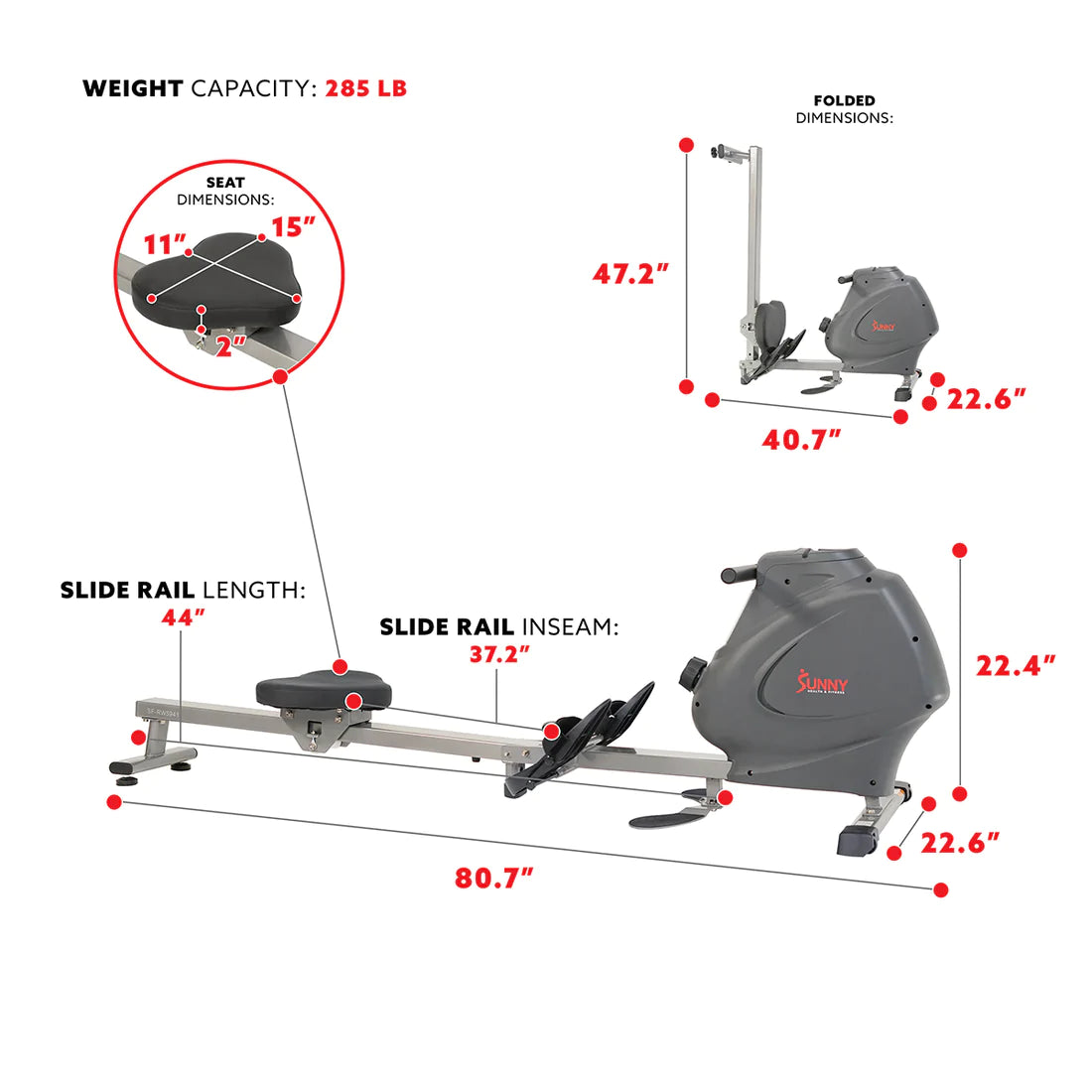 GP Pro Sun Multifunction Full Body Magnetic Rowing Machine - Lifetime warranty*