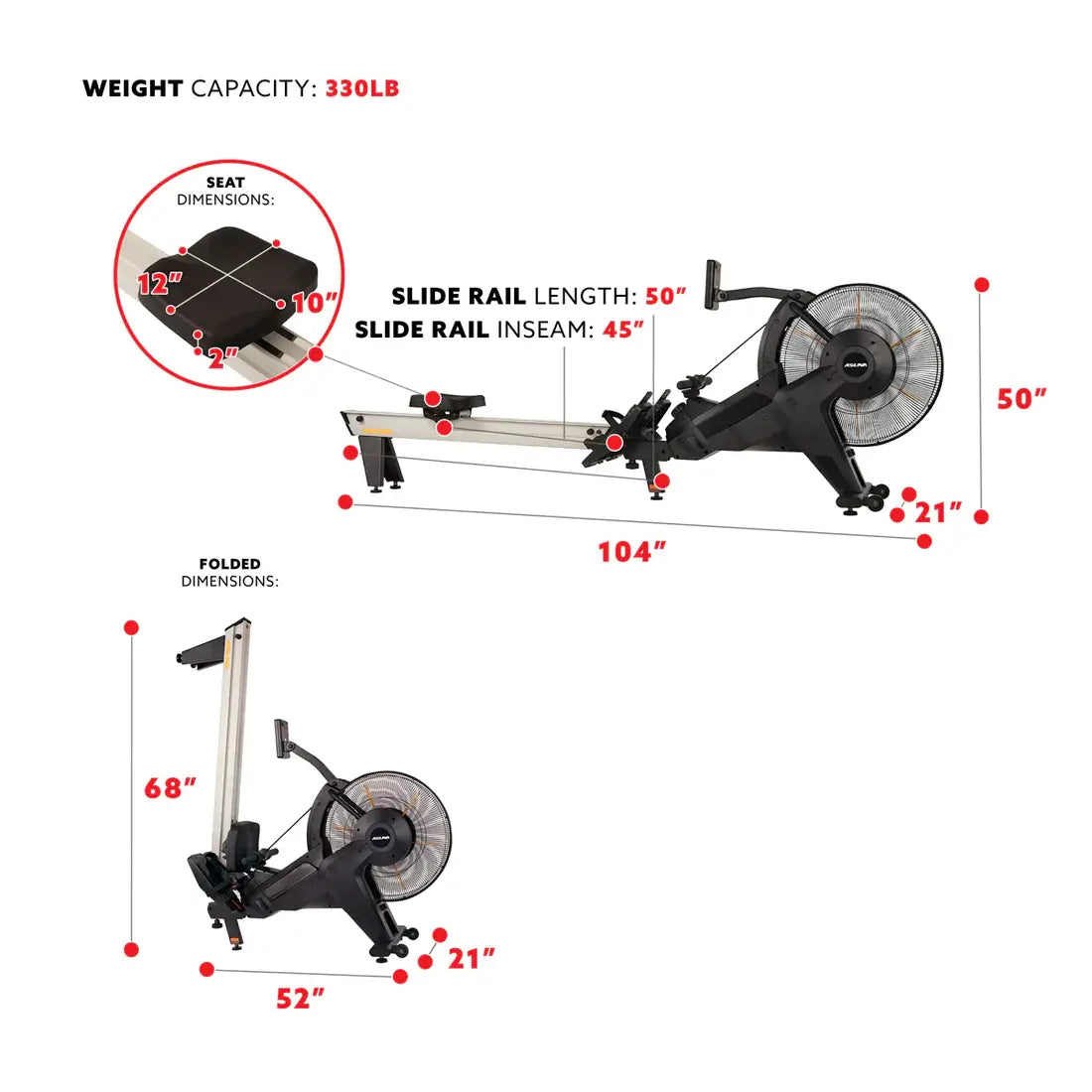 GP Pro Sun Ventus Air Magnetic Rower - Lifetime warranty*