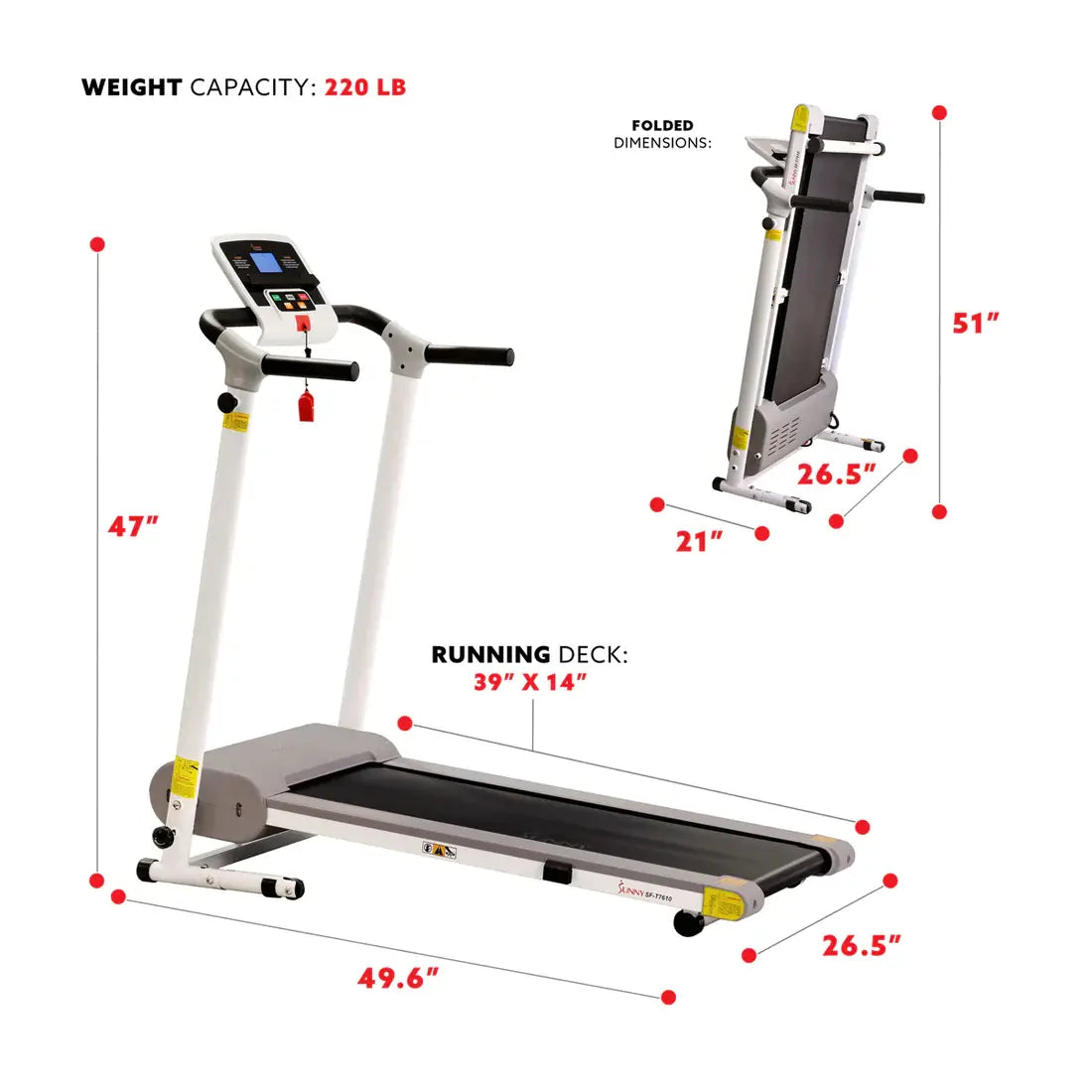 GP Pro Sun Easy Assembly Folding Treadmill Motorized Compact - Lifetime warranty*