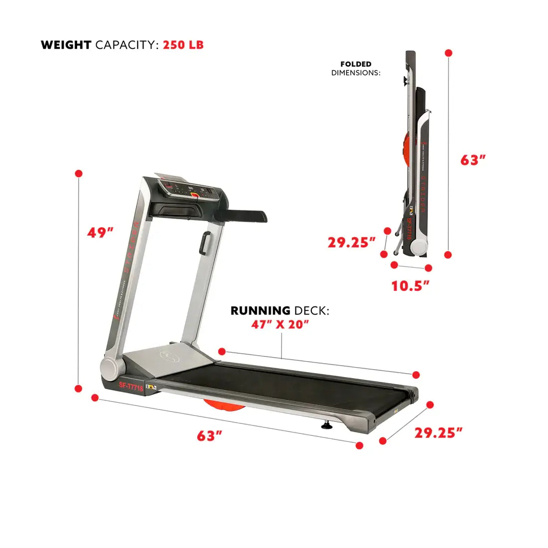 GP Pro Sun Pro Treadmill Wide Flat Folding & Low Deck- Lifetime warranty*
