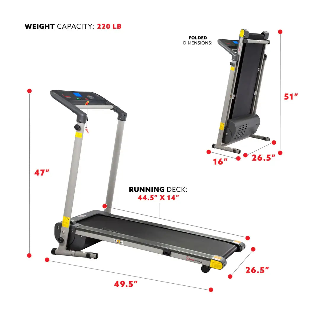 GP Pro Sun Space Saving Treadmill - Compact Folding Space Saver- Lifetime warranty*