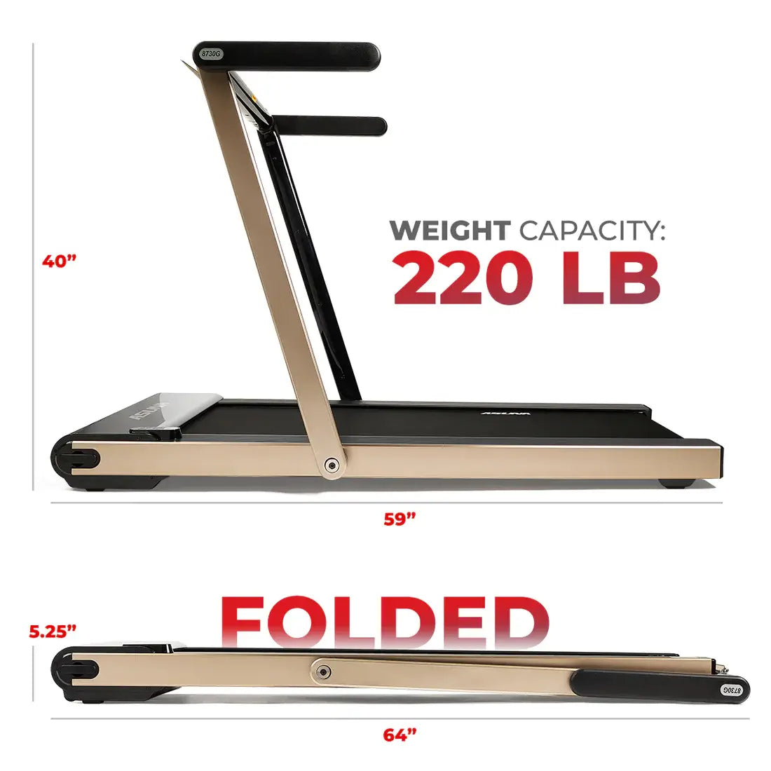 GP Pro Sun Space Saving Commercial Treadmill, Slim Motorized Asuna - Lifetime warranty*