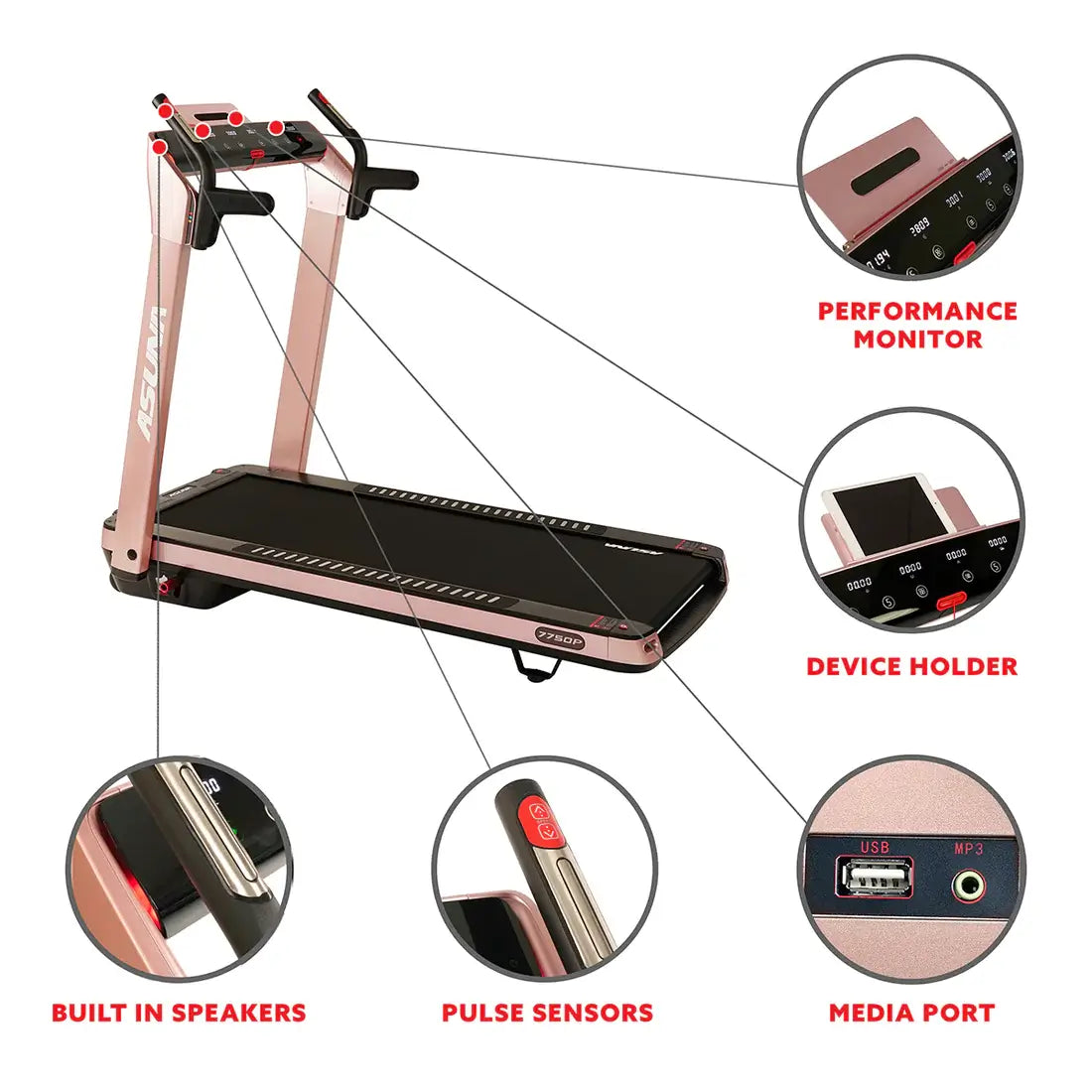 GP Pro Sun SpaceFlex Pink Running Treadmill- Lifetime warranty*