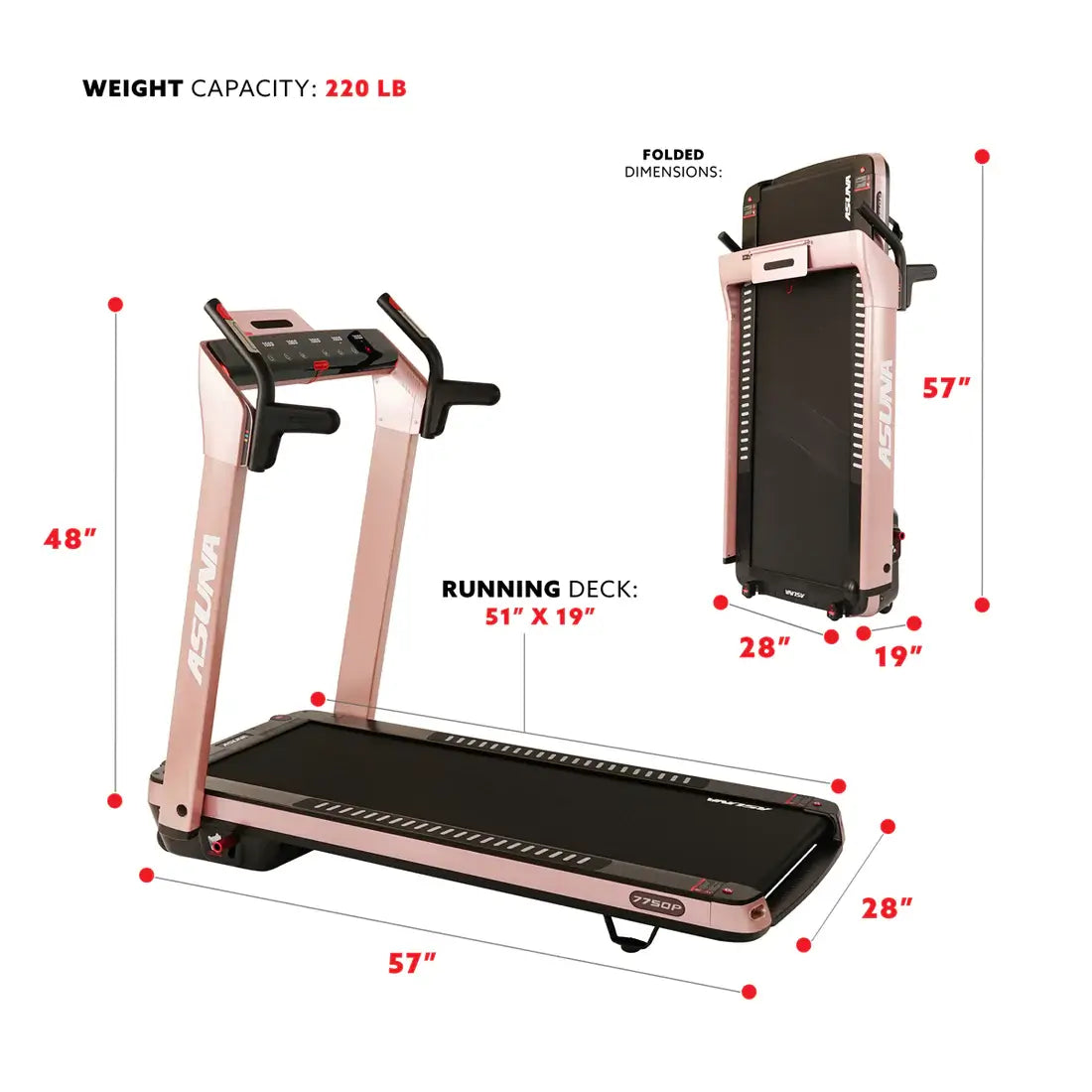 GP Pro Sun SpaceFlex Pink Running Treadmill- Lifetime warranty*